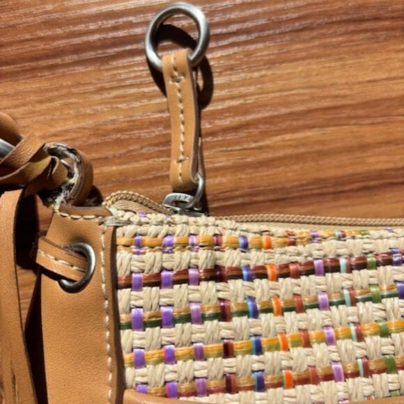Fossil Tan Multi Color Basket Weave Shoulder Bag Purse Early 2000 Y2K - Picture 5 of 10
